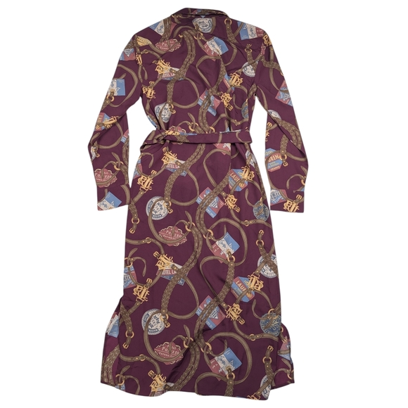 NWT Lauren Ralph Lauren Dress Women's Petite 4P Maroon Equestrian All Over Print - Picture 16 of 16